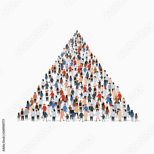 Large group of people in shape of pyramid. Infographics concept.