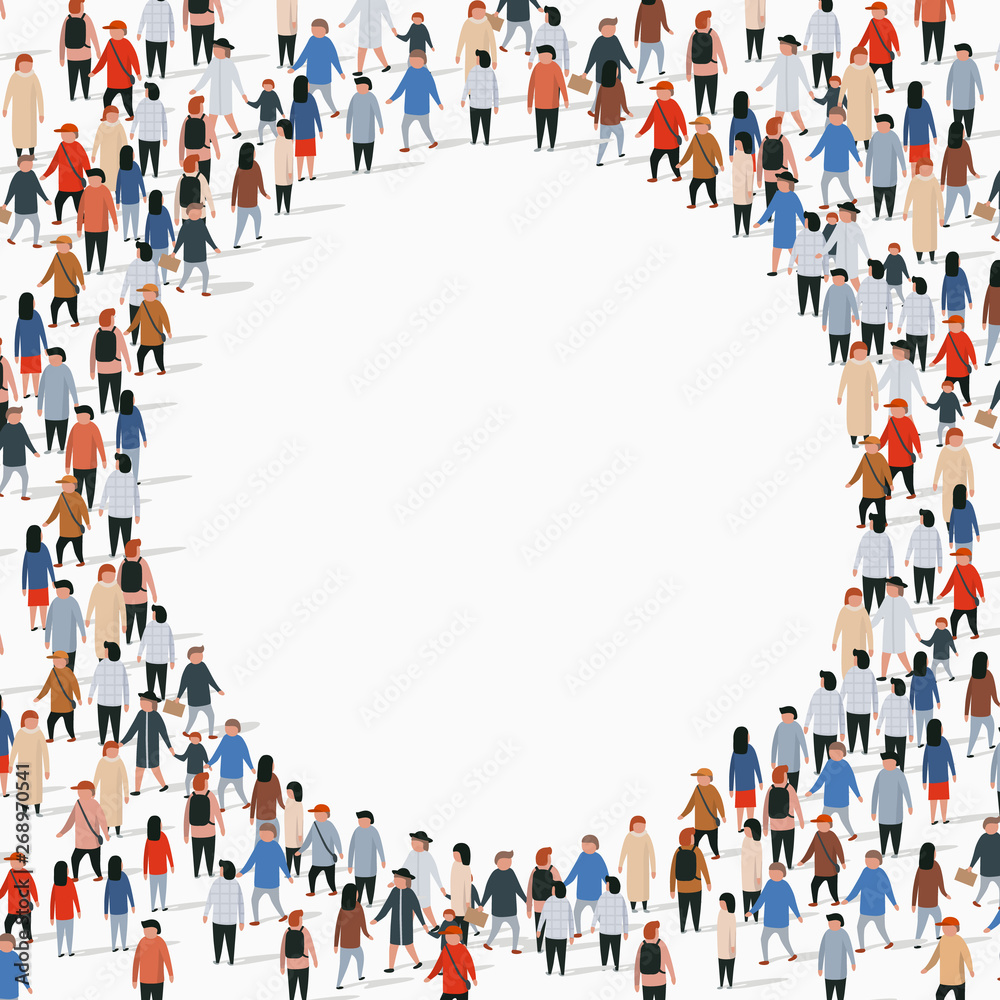 Large group of people in the circle shape. Large group of people in the circle shape.