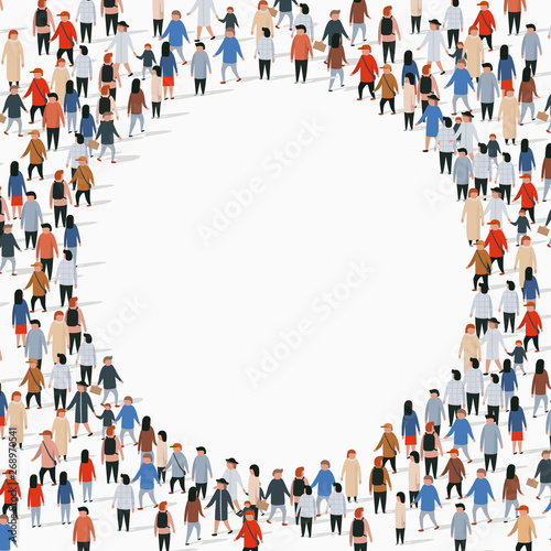 Large group of people in the circle shape.
