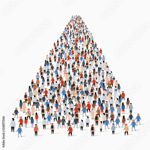 Template with a crowd of business people standing in a line. People crowd.