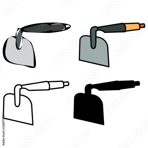 vector, isolated, garden hoe, chopper, set