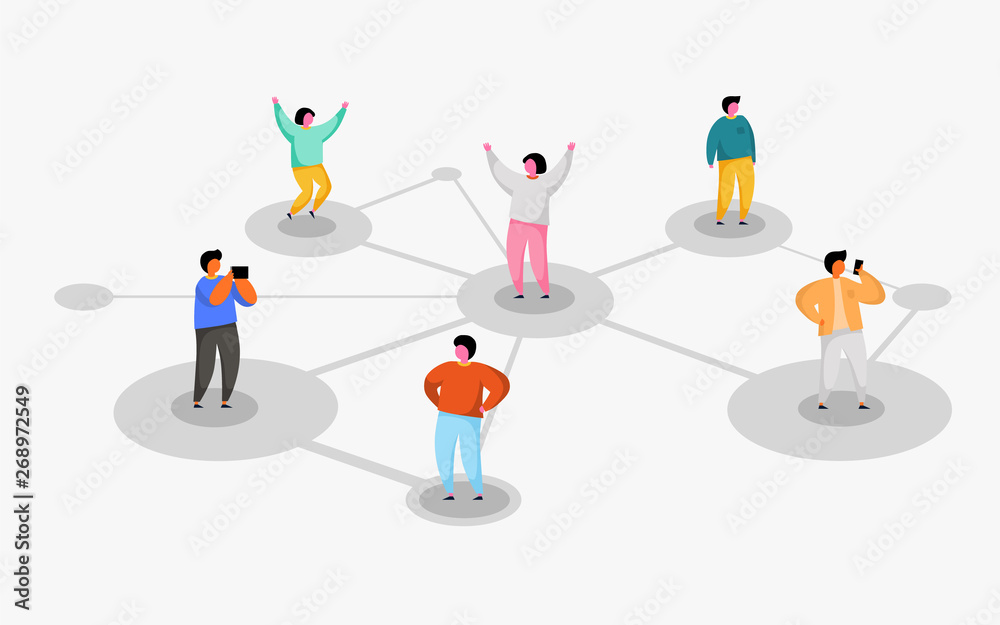 Connecting people. Social network concept. Refer a friend program. - obrazy, fototapety, plakaty 
