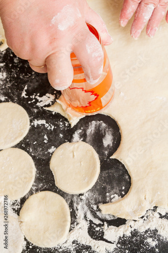 Cooking cottage cheese cookies at home by a woman chef