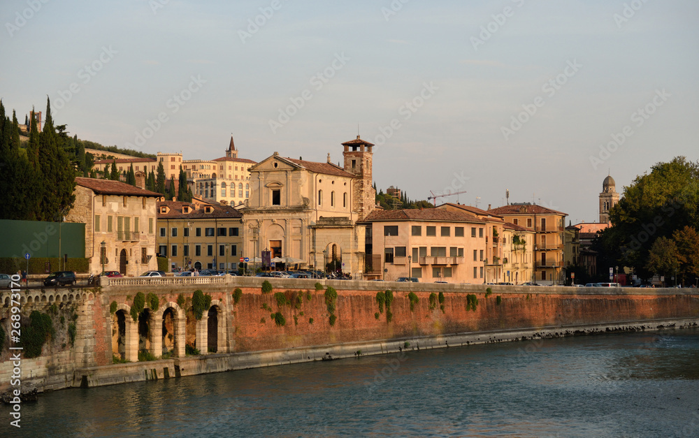 VERONA, ITALY. Verona. Veneto region. City of Verona with river at sunny day. Italy