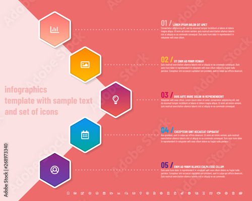 Design template for modern infographics with sample text