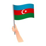 Azerbaijan flag in hand icon