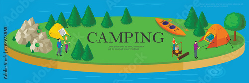 Isometric Camping And Hiking Template