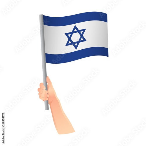 Israel flag in hand icon © Visual Content