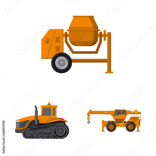 Vector design of build and construction icon. Set of build and machinery stock symbol for web.