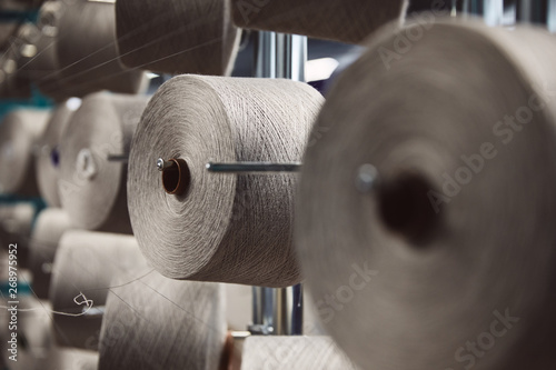 Textile factory white yarn fiber photo