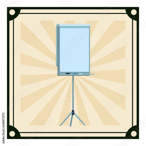 flip chart icon on vintage striped frame
