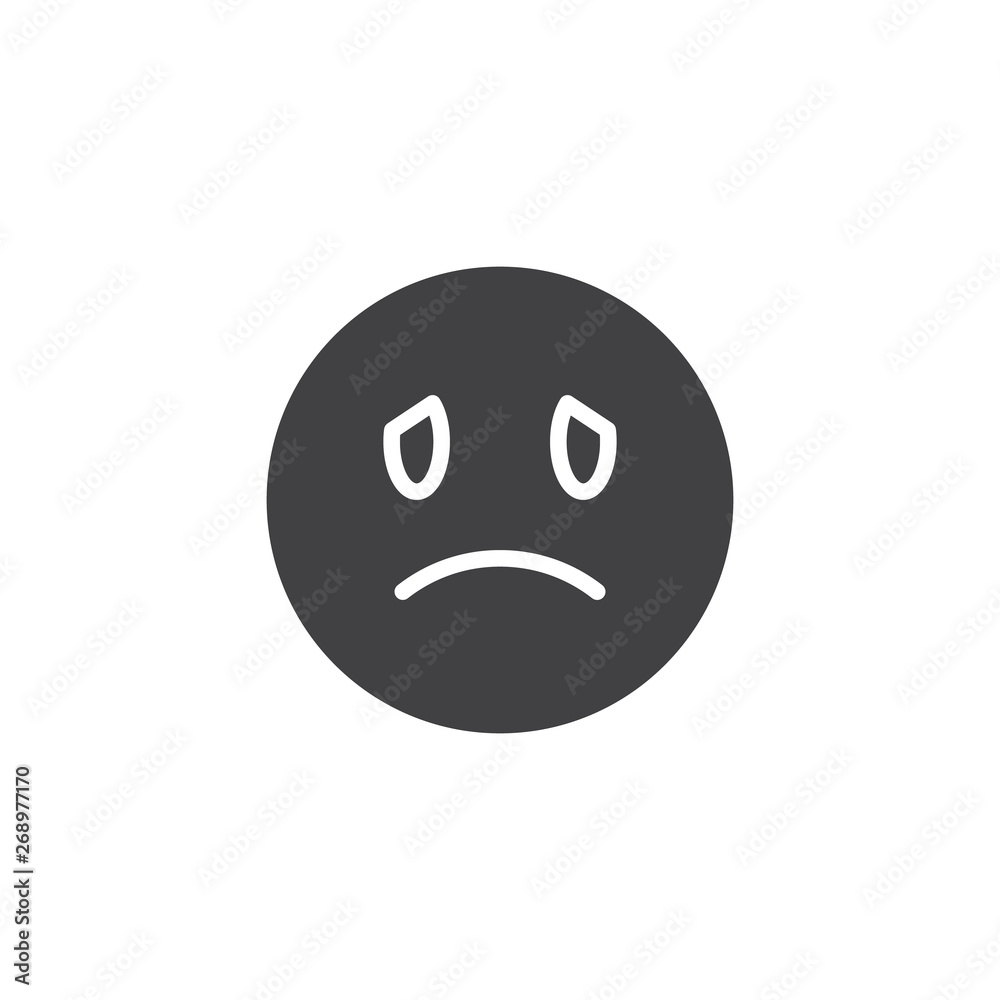 Unhappy face emoji vector icon. filled flat sign for mobile concept and web design. Sad face emoticon glyph icon. Symbol, logo illustration. Vector graphics