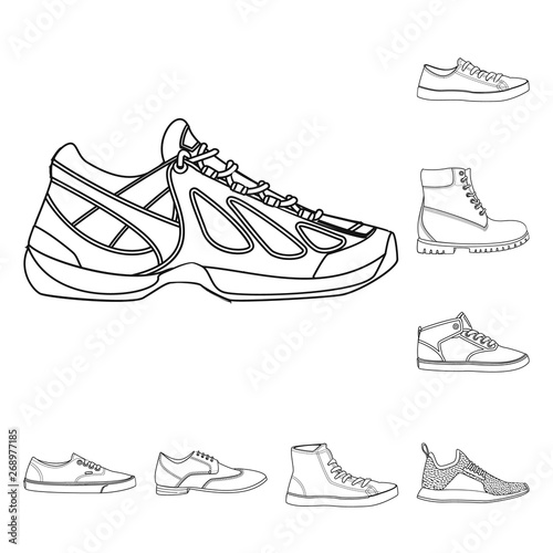 Vector design of shoe and footwear logo. Collection of shoe and foot stock vector illustration.