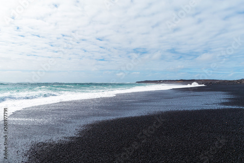 A view of a beach of Lanzarote, Canary Islands, Spain. © gitusik