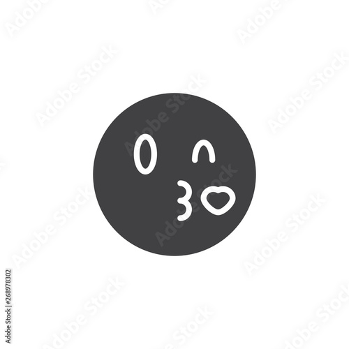 Kissing face emoji vector icon. filled flat sign for mobile concept and web design. Blowing a heart kiss emoticon glyph icon. Symbol, logo illustration. Vector graphics