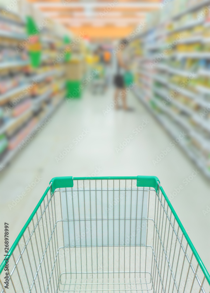trolley in supermarket trolley in supermarket