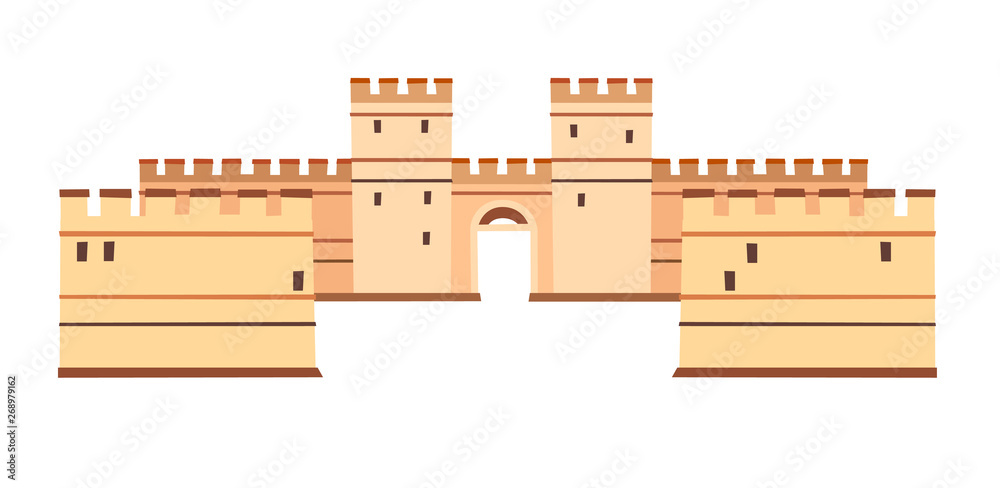 Constantinople walls vector icon. Istanbul landmarks, isolated on white background