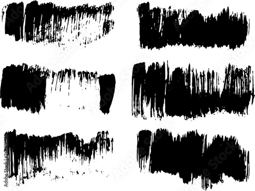 Set of vector brush strokes. Dirty ink texture splatters. Grunge rectangle text boxes