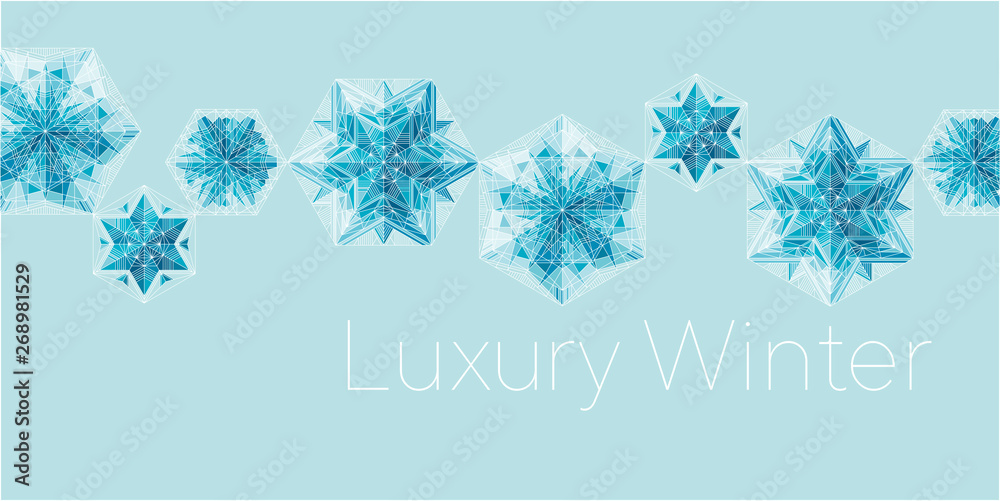 Geometrical snowflakes web banner template