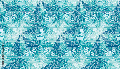 Abstract frozen stars, snowflakes vector seamless pattern