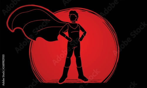Super Hero Man standing with costume cartoon graphic vector.