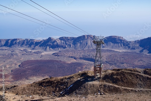 Wires of a funicular in the rocks