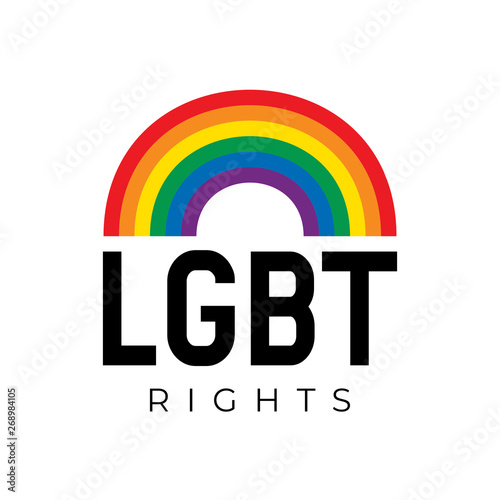 LGBT rights symbol in rainbow colors with lettering.