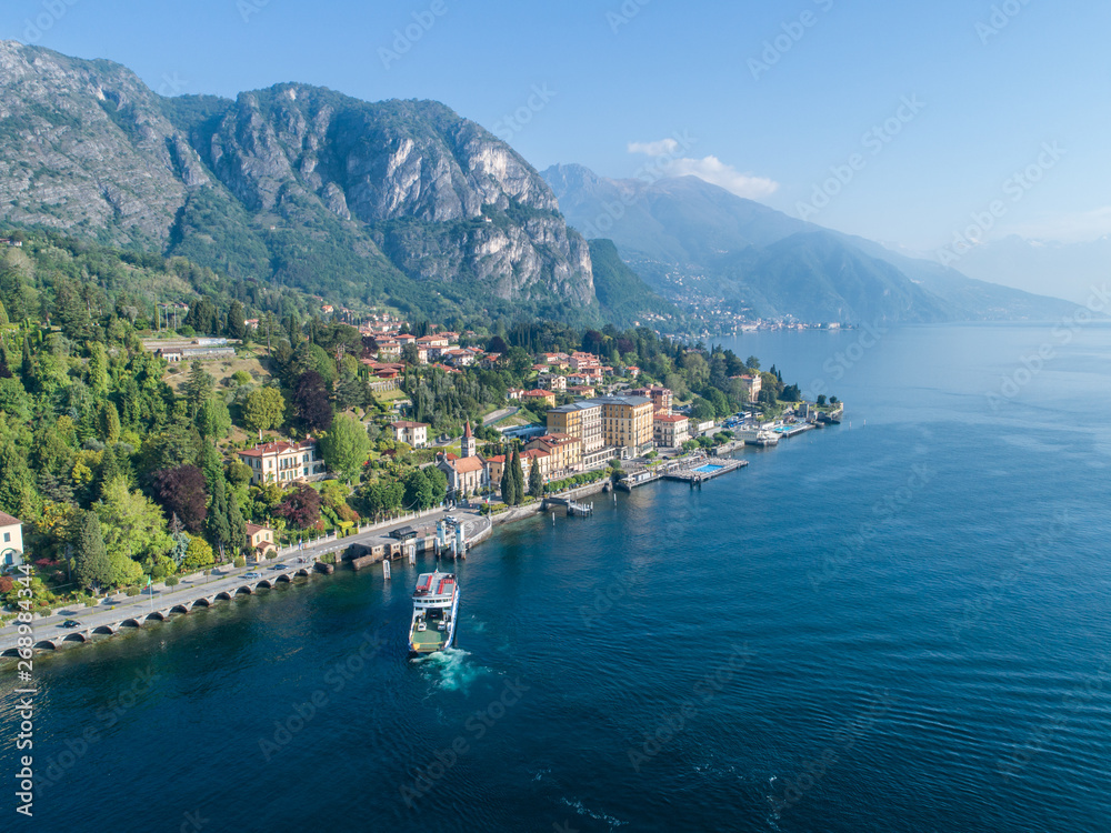 Village of Cedenabbia, lake of Como. Aerial view. Tourist destination in Europe