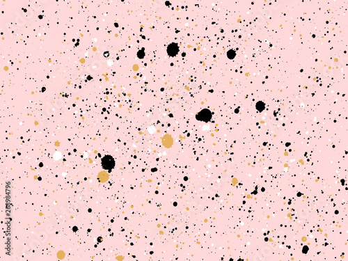 Abstract pattern with black  white and gold dots and blot on pin