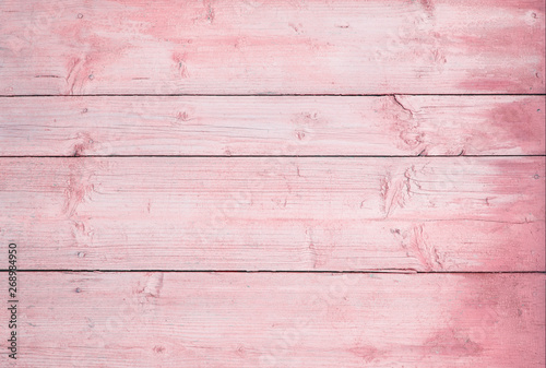 Fototapeta Naklejka Na Ścianę i Meble -  wooden horizontal boards painted pink. pink wooden background