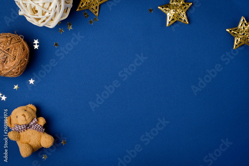 Wallpaper Mural Flat lay baby decor on blue background.Top view decoration baby toys for develop background concept. Copy space for add text. Torontodigital.ca