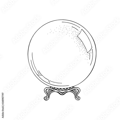 Magic ball logo. Hand drawn sketch. Vector illustration