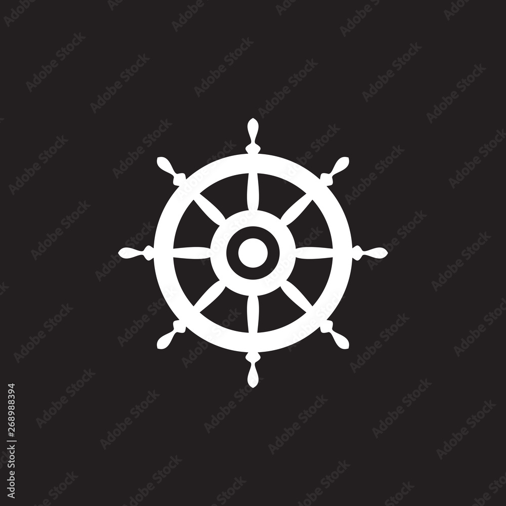 Ship steering wheel logo design vector template
