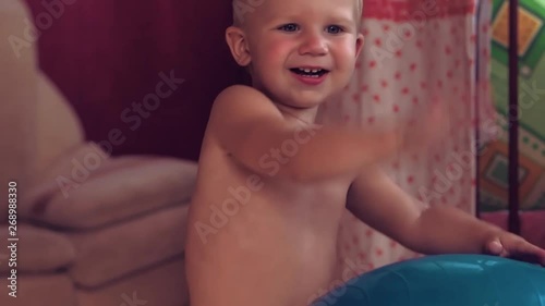 Daddy and little baby are playing   Relationship between parents and children expression of love care and emotions