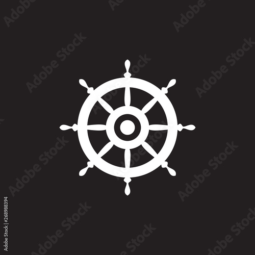 Ship steering wheel logo design vector template