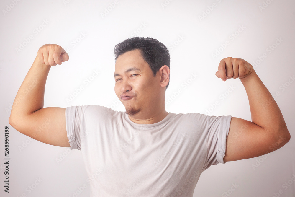 Funny Narcissistic Guy Shows Double Biceps Pose Funny Narcissistic Guy Shows Double Biceps Pose