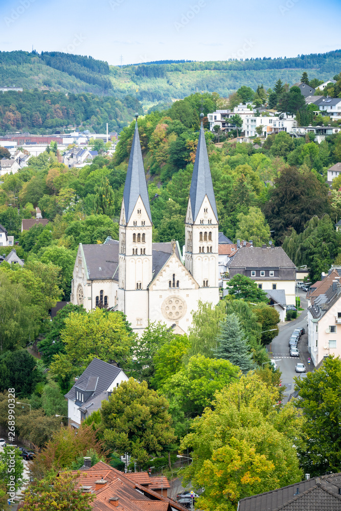 aerial view to the church of Siegen Germany