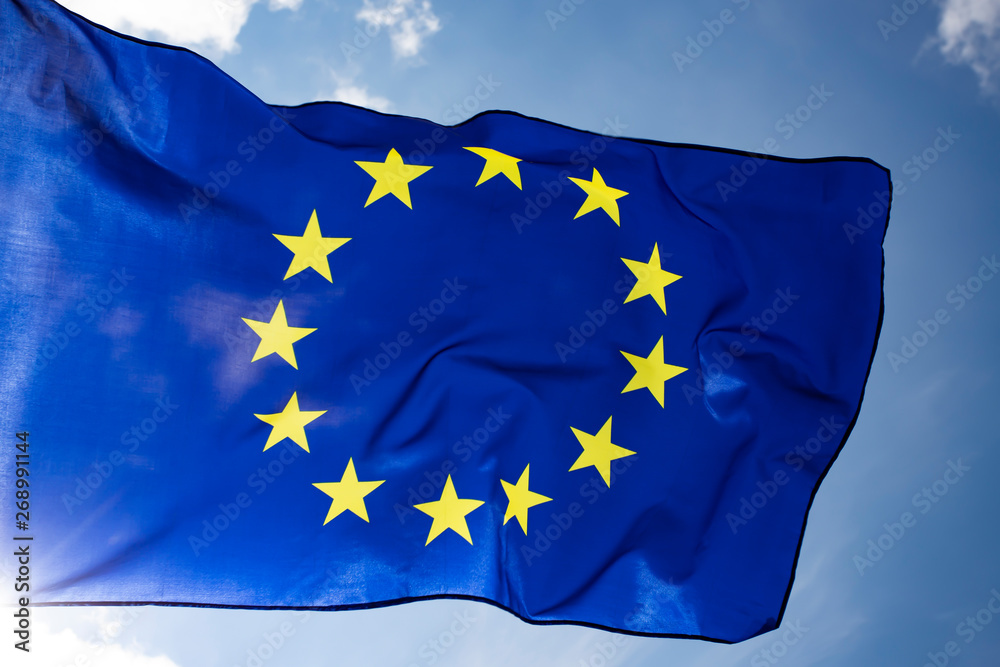 The flag of Europe waving in the wind The flag of Europe waving in the wind