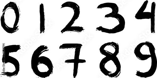 Vector hand-drawn black grunge font isolated on white background.