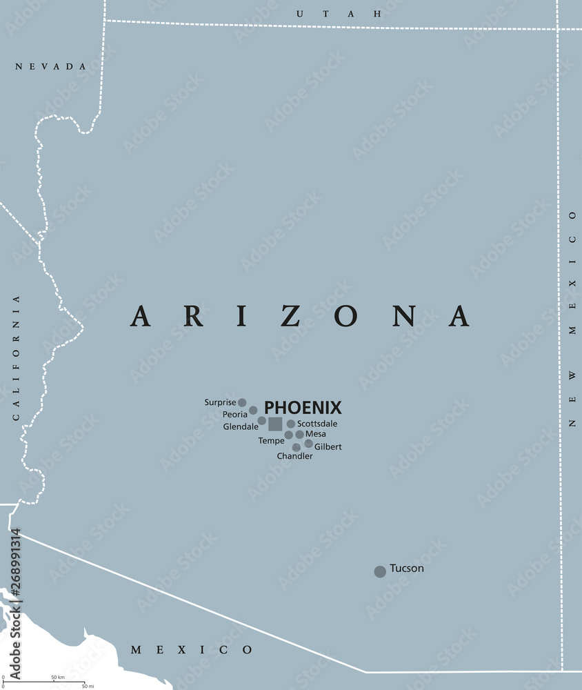 Arizona Political Map With Capital Phoenix State In Southwestern 1000 F 268991314 R5NxFtZJIepLzYotxChbBAs7hKPwisf0