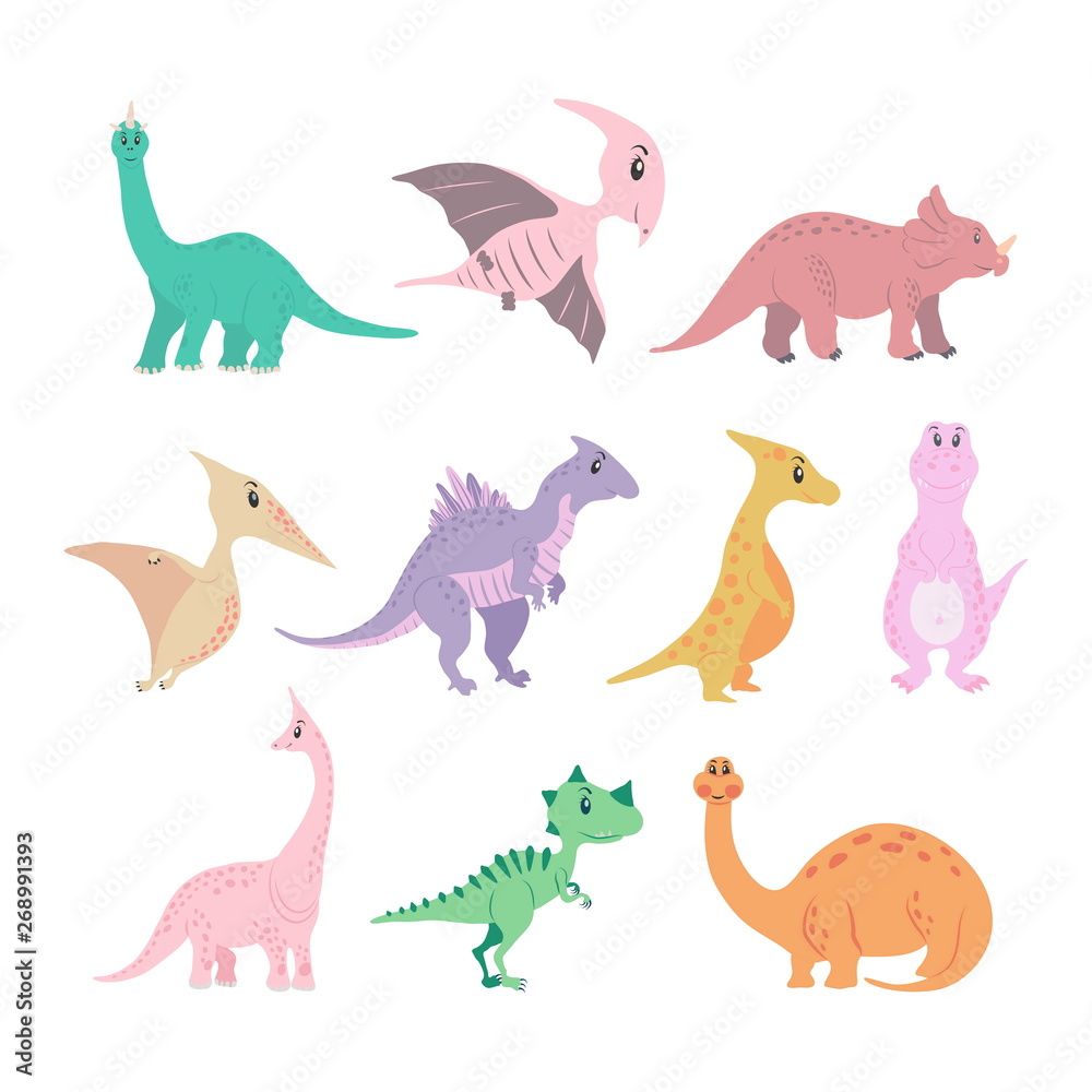 Obraz premium Dinosaurs colored set