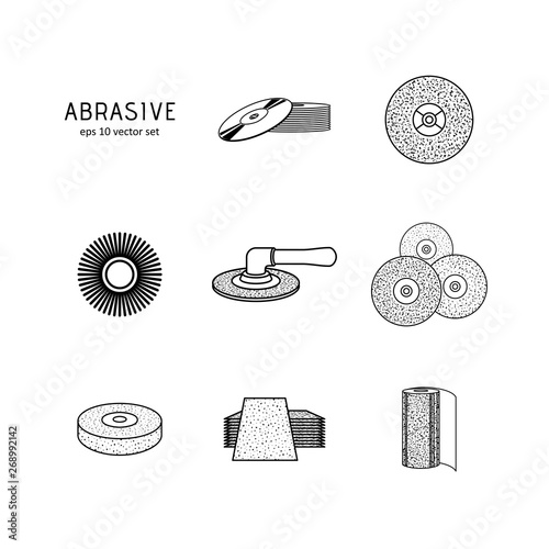 Set - Grinding, polishing. Vector icon on white background.