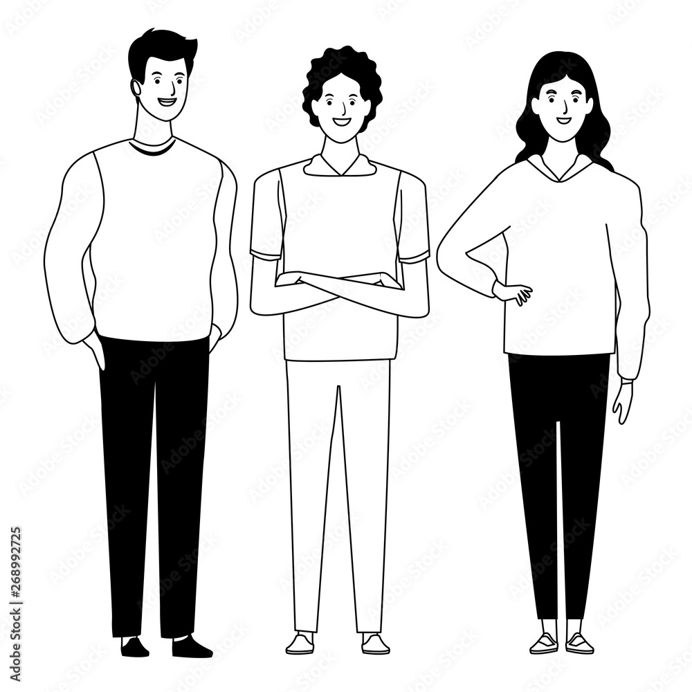 group of people avatar cartoon character in black and white group of people avatar cartoon character in black and white