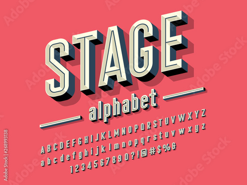 Chisel style alphabet design with uppercase, lowercase, number and symbols