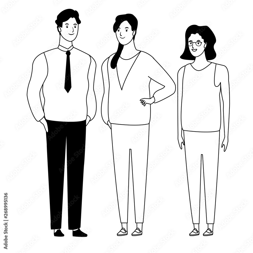 group of people avatar cartoon character in black and white group of people avatar cartoon character in black and white