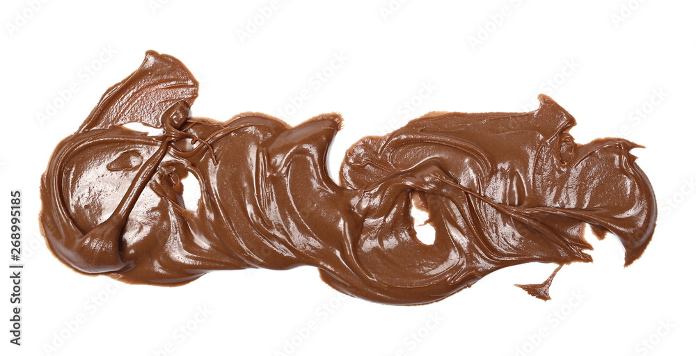 Cream chocolate spread isolated on white background, top view Cream chocolate spread isolated on white background, top view