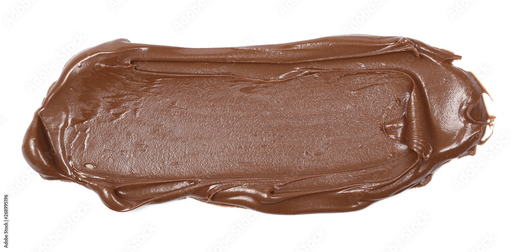 Cream chocolate spread isolated on white background, top view Cream chocolate spread isolated on white background, top view