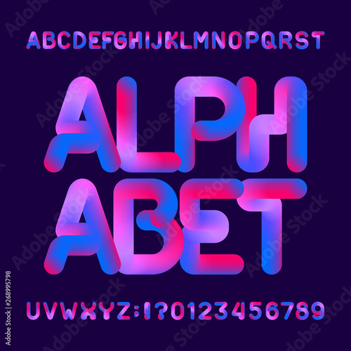 Flexible 3d alphabet font. Uppercase letters and numbers. Vector typescript for your typography design.