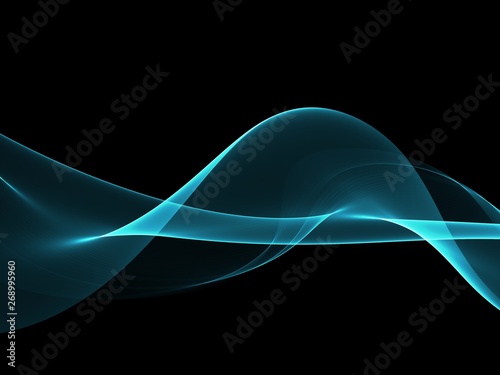 Abstract neon blue flow wave background