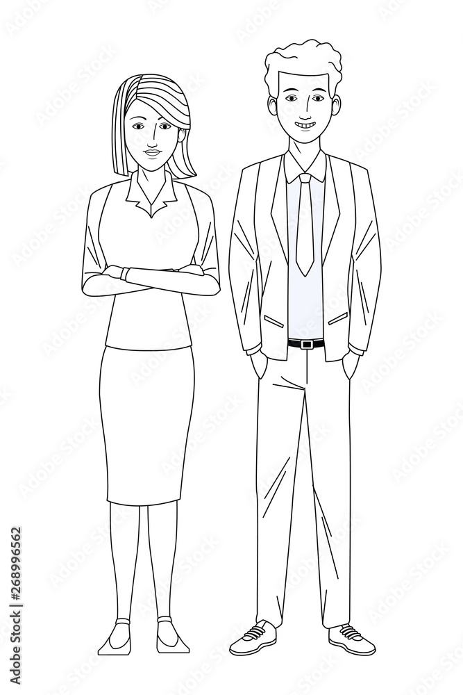 business couple avatar black and white